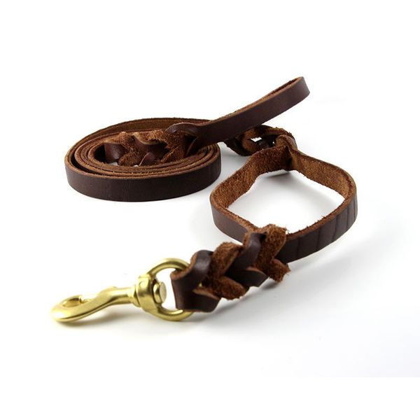 

dog collars & leashes leather traction belt durable large with hiking outdoor pet leash medium