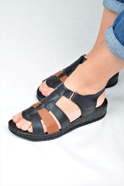 

sandals 3 band dual color black tan