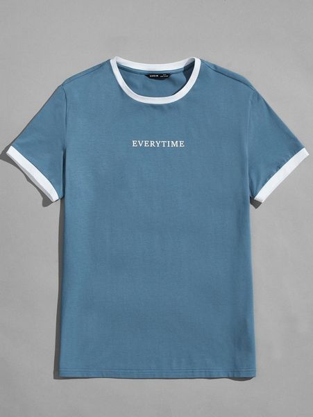 

men letter graphic ringer tee 58iu#, White;black