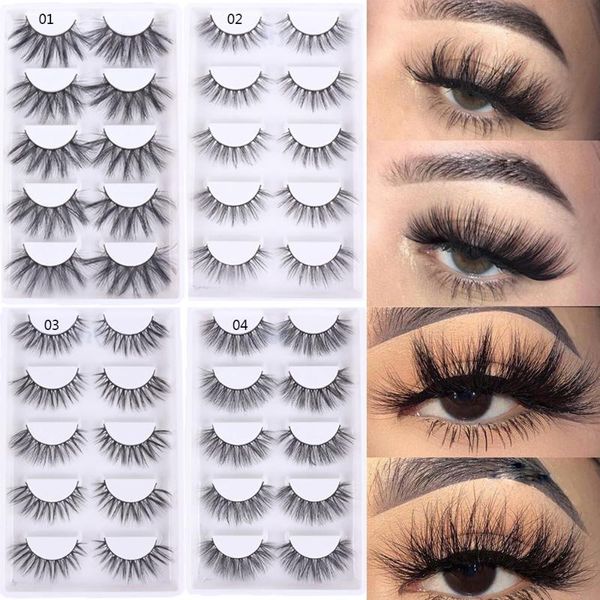 

false eyelashes skonhed 5 pairs 3d faux mink hair fluffy wispy natural long lashes handmade cruelty-eye lash extension
