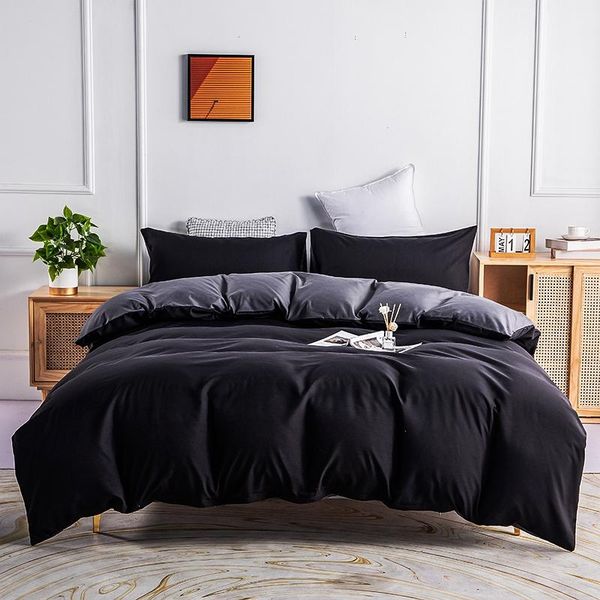

bedding sets black duvet cover set  king size for bedroom el dark color plain dyed quilt covet dekbedovertrek 240x220