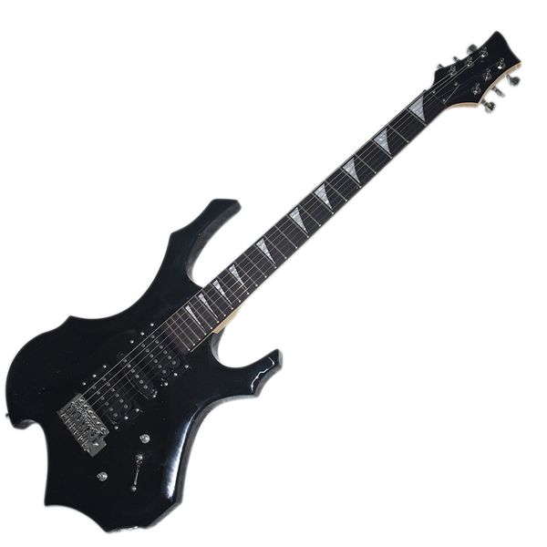 

factory outlet-6 strings unusual shaped black electric guitar,rosewood fretboard