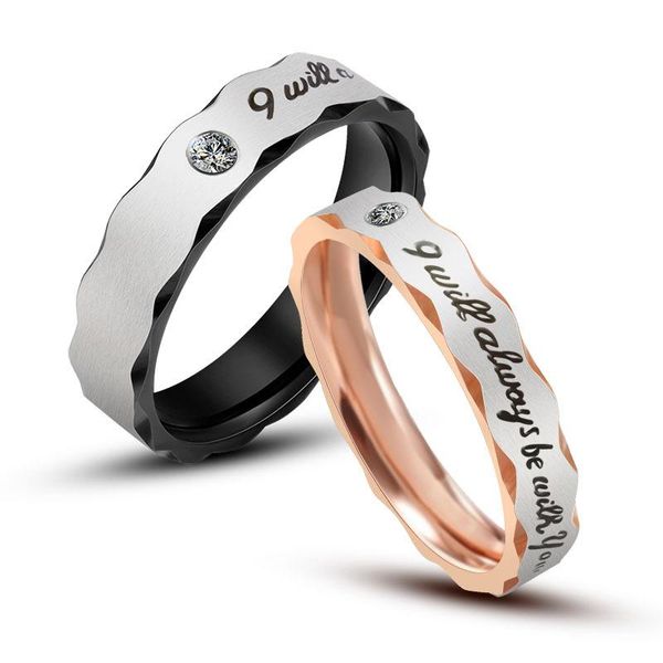 

wedding rings men women rose gold black stainless steel couples engagement ring band u.s.size, Slivery;golden