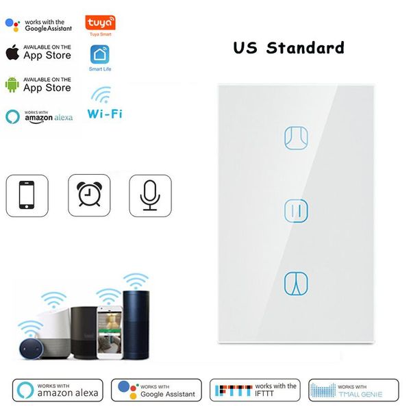

smart home control us standard tuya life wifi curtain switch for roller shutter blind motor google amazon alexa voice