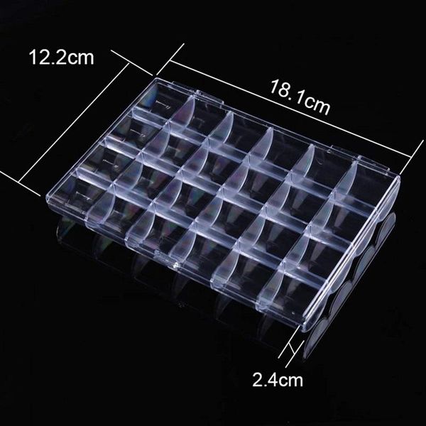 

grid plastic transparent box rhinestones case nail art storage container decorations, Silver;gold
