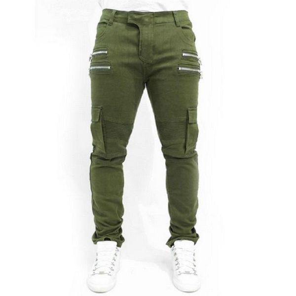 

men's pants men joggers sweat casual trousers autumn winter skinny pleated fitness multi-pocket pencil plus size 8j1718, Black