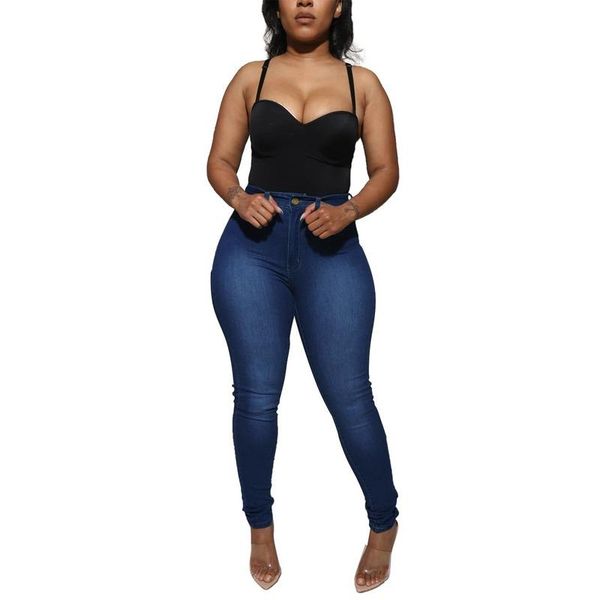 

women's jeans stretch slim fit hip raise feet smart trousers, Blue