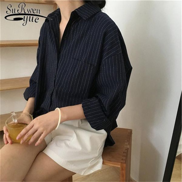 

women's blouses & shirts solid fashion long sleeves 2021 spring autumn female women striped office lady style blusas 6703 50, White