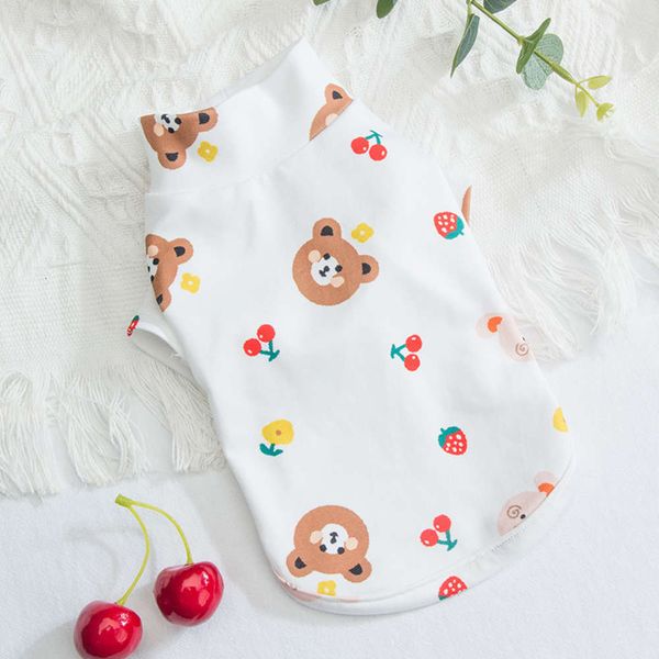 

high collar thin t-shirt teddy small dog bear cat pet spring and summer clothes