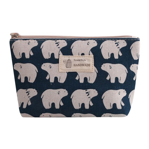 

lkeep print blue small makeup bag canvas girls gift cosmetic bags for women storage travel bags zipper cartoon fashion pillow