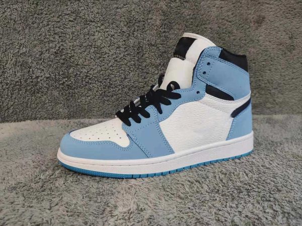 

1 high og university blue basketball shoes hyper royal silver toe black white unc dark mocha twist men women running sneakers
