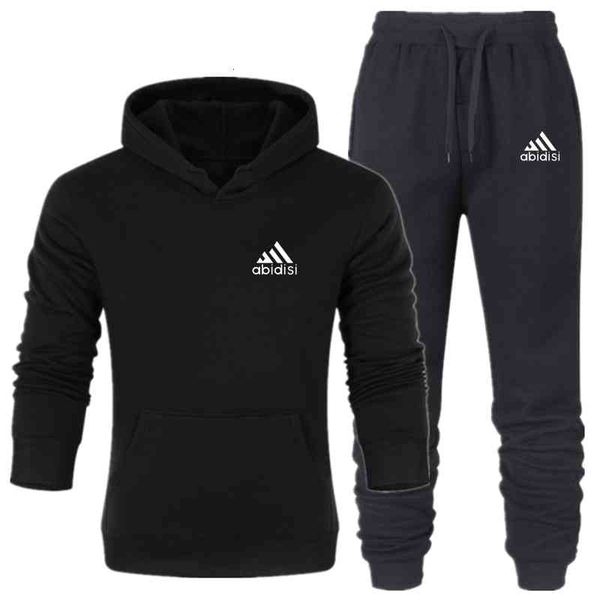 

men's vests 2pcs men sets fashion hoodies pant hoody sweatshirts + sweatpants tracksuit autumn winter jogging sportswear casual wear fb, Black;white