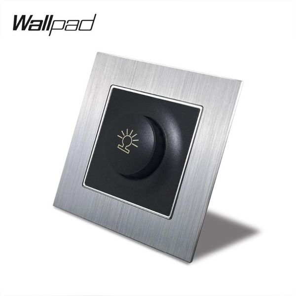 

smart home control eu light dimmer 600w switch with wallpad 110-250v silver satin metal incandescent lamp for round box