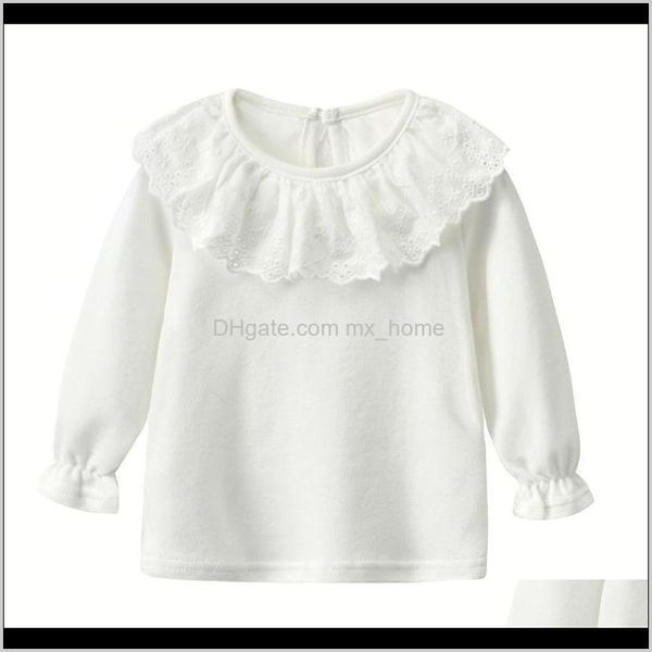 Одежда Детская родильная доставка по доставке 2021 Детские белые рубашки для девочки с длинным рукавом рюшачьего воротника для девочек блузки осень детей Schoo