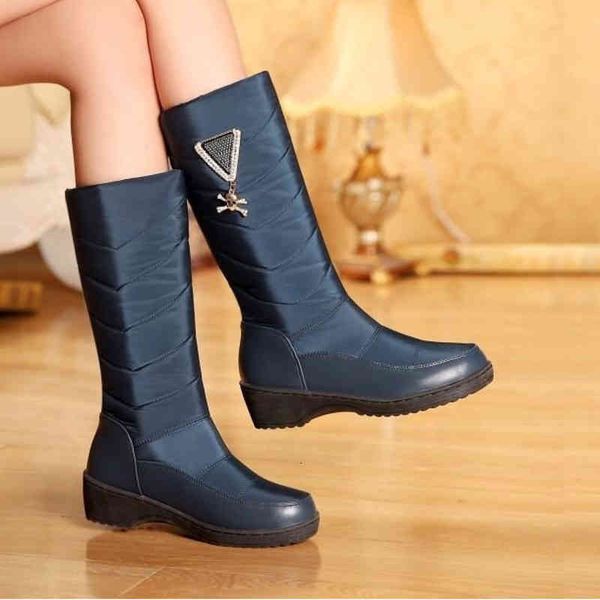 

boots inverno novo Ã prova dwaterproof Ã¡gua espessada lÃ£ para baixo algodÃ£o botas de neve quente calcanhar mÃ©dio anti-skid tubo grande femin, Black