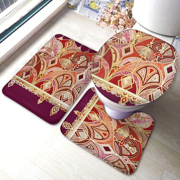 

bath mats burgundy and gilt art de bathroom mat sets 3 piece set rugs memory foam toilet seat cover lid