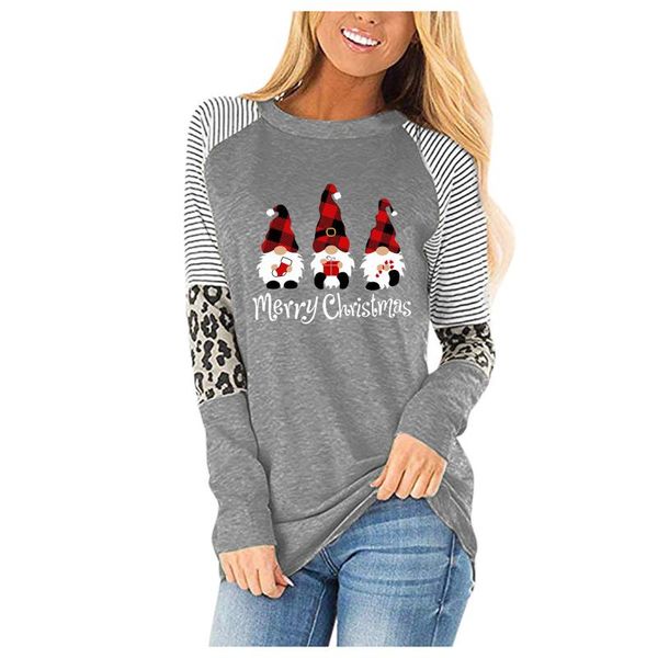 

women's t-shirt merry christmas print clothing 2021 round neck casual lady fashion loose oversized girl tshirts femme, White