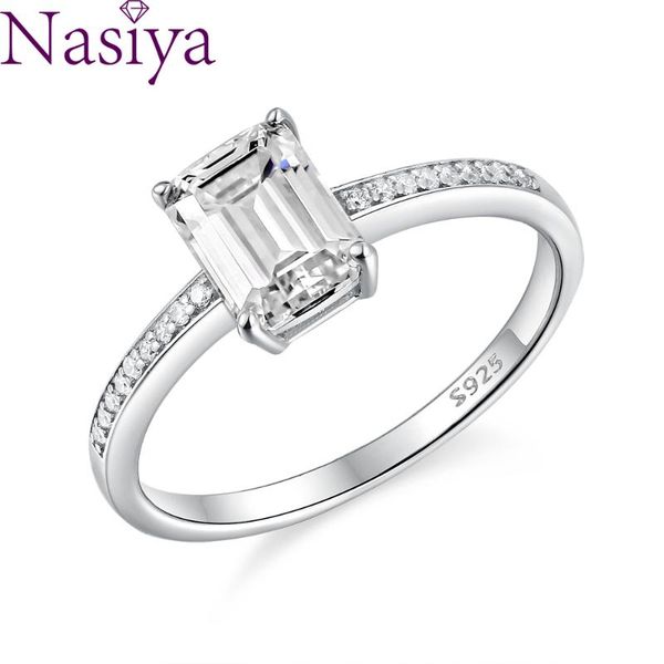 

cluster rings s925 sterling silver ring white gold 6*8 moissanite engagement for women diamond luxury jewelry, Golden;silver