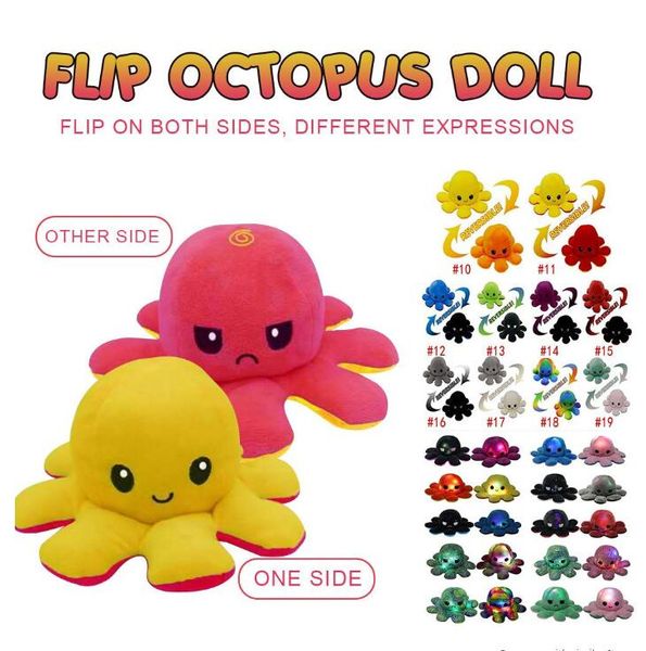 

tiktok illuminated flip ocs stuffed plush toys for children cute angry smile emotion reversable animal plush doll kids gift