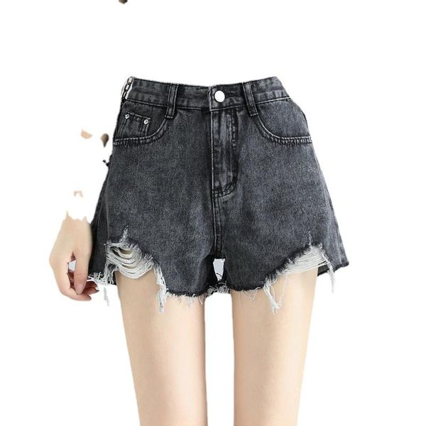 

women's shorts 2021 summer women fashion ripped fringed jeans are cool style female streetwear loose solid, White;black