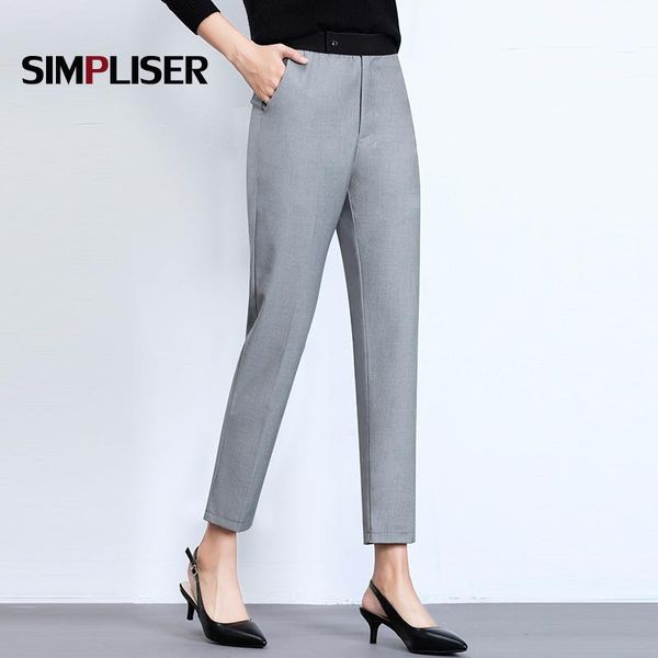 

women's pants & capris women suit for ol office work trousers grey black female capri plus size -4xl femme pencil 2021, Black;white