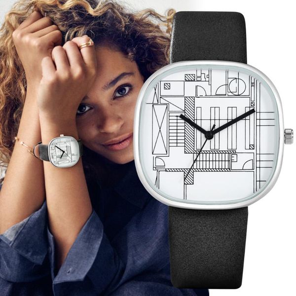 

wristwatches black women's business watch chic square dial ladies quartz leather watches hook buckle birthday christmas gift for mom mo, Slivery;brown