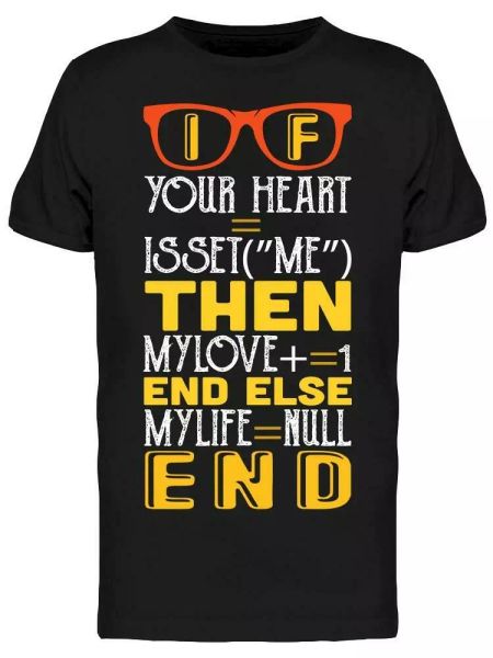 

programmer love your heart on me tee men's -image by shutterstock, White;black