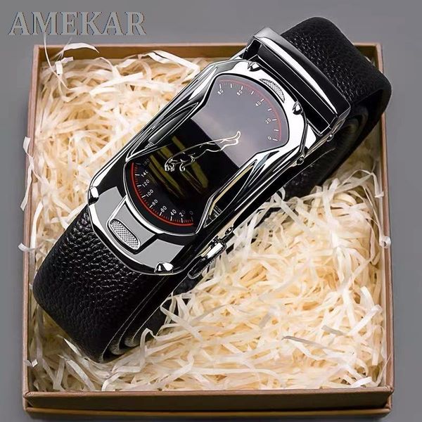 

belts leather for men 3.5cm width sports car brand fashion automatic buckle black genuine belt men's cow, Black;brown