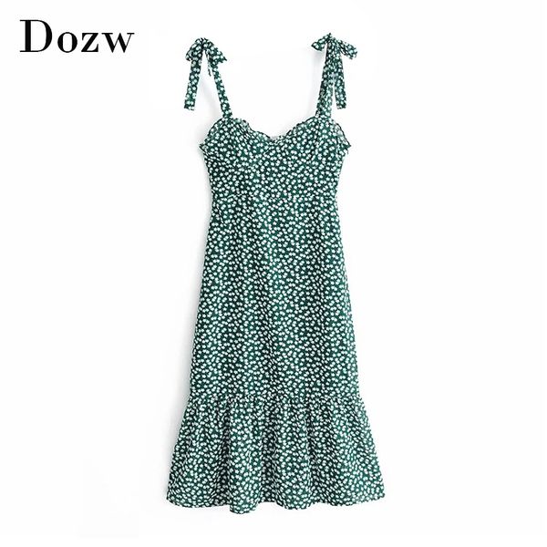 

women floral print beach dress backless holiday pleated dress spaghetti strap a line midi dress summer vestido de festa 210414, Black;gray