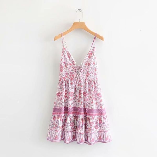

summer dresses wind casual printed suspender dress with rope tie and open back skirt f3-0433, Black;gray