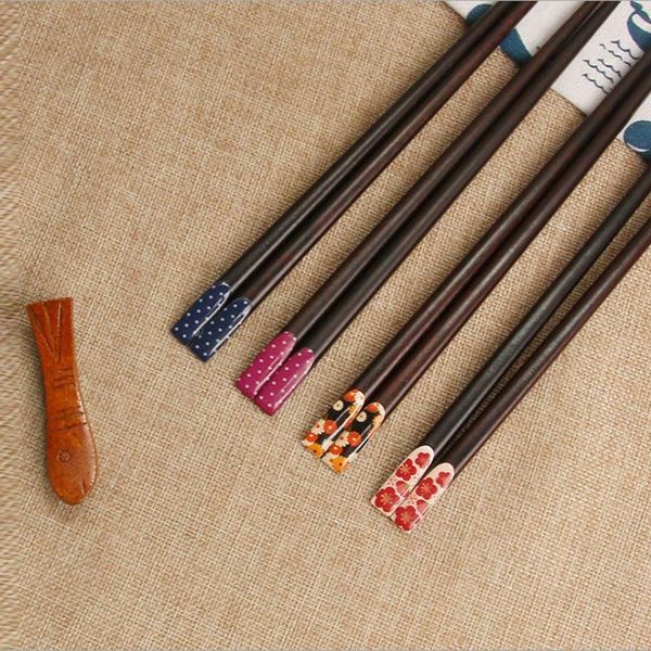 

japanese creative handmade wooden chopsticks flat head environmental tableware q #6