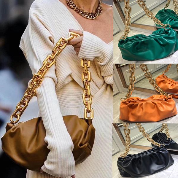 

design handbag 2021 new song huiqiao pleated thick chain cloud dumpling bag leather portable shoulder underarm messenger bag pxo8
