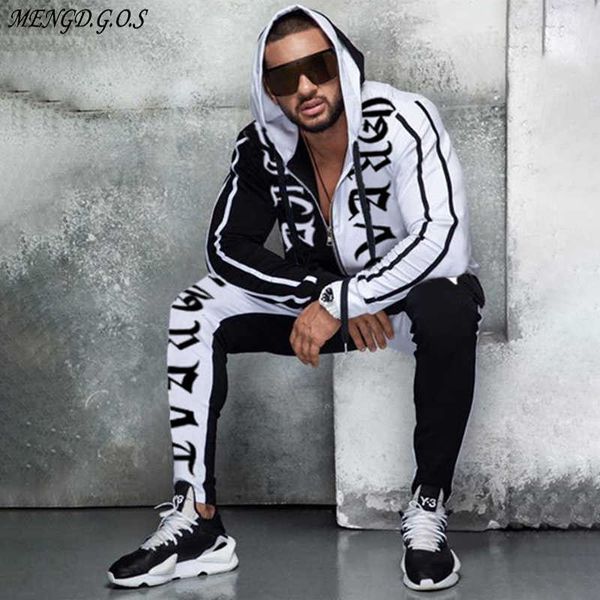 

fashion men's fitness suit cotton men's hoodies and men's trousers streetwear casual wear jogger sportswear t200406, Gray