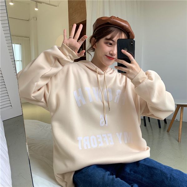 

winter super fire cec loose hooded sweater women plus velvet thick coat, Black