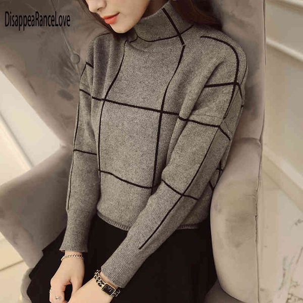 

disappearancelove 2021 women winter turtleneck thickening sweater pullover female jumper, White;black