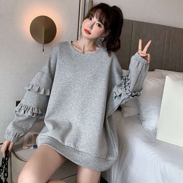

[counter] early autumn women's korean loose net red lazy wind long foreign style top, Black