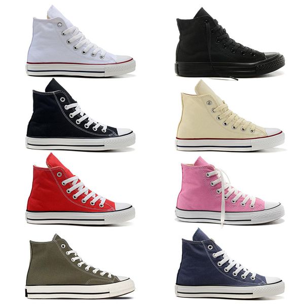 

2021 1970s high low casual canvas shoes classic platform sneakers men women hi reconstructed slam jam trianers black white pink navy blue re, White;red