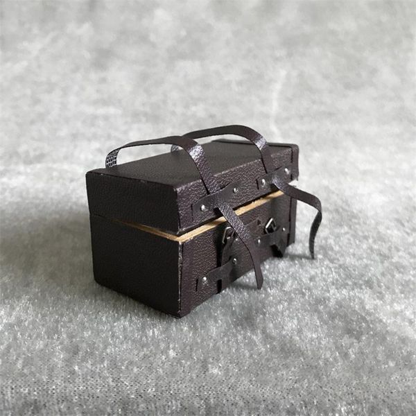 

gift wrap 1/12 dollhouse miniature carrying vintage leather wood suitcase luggage classic toys pretend play furniture accessory