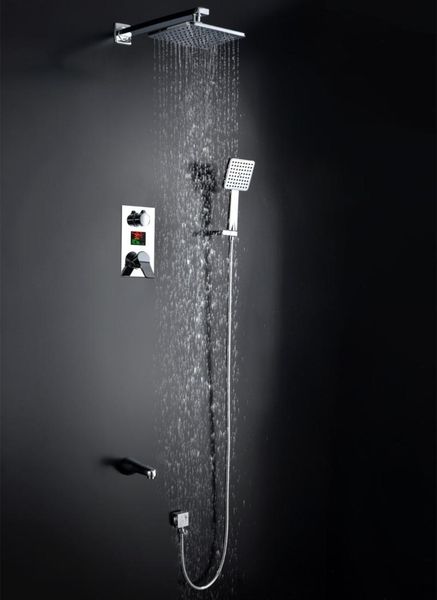

vidric brass chrome finished in-wall style shower faucet set with temperature display bathroom sets