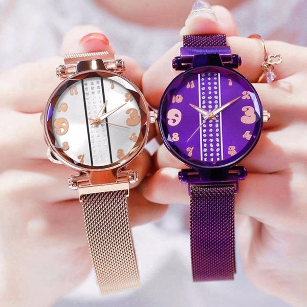 

wristwatches women watches magnet buckle rhinestone watch luxury ladies quartz for relogio feminino montre hours clock, Slivery;brown