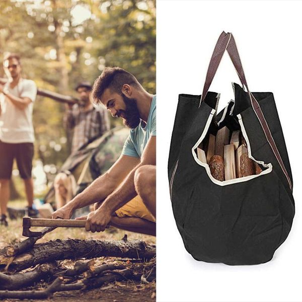 

storage bags folding large capacity camping picnic outdoor firewood bag durable canvas fireplace log carrier wooden tote