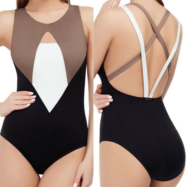 

brand women fashion one-piece bandage backless patchwork monokini swimsuit/wear push up bathing bikini beachwear suits