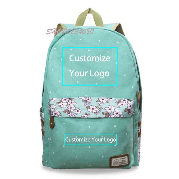 Personalizado Impressão DIY Você gosta de foto ou menino Menina Saco de Livros Mulheres Bagpack Adolescentes Lady Femme Mochila Sacos da Escola Y1105