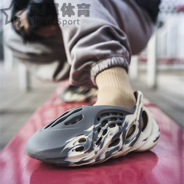 

summer new sandals beach shoes foam runner coconut grey yellow bone white hollow slippers gv7904[finished on may 21] zlh, Black