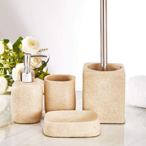 

liquid soap dispenser home bathroom accessories set complete 3 piece sandstone pattern sets with tumbler dish