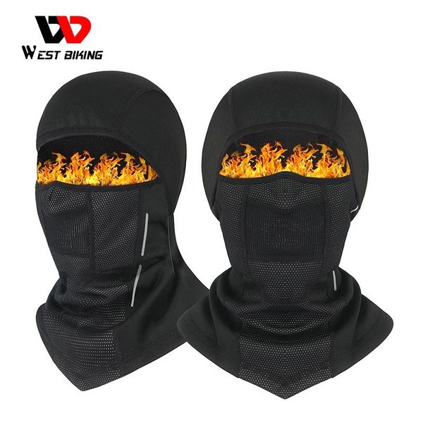 

cycling caps & masks west biking winter warm cap reflective men women sport scarf balaclava neck warmer ski bicycle motocycle running hat, Black