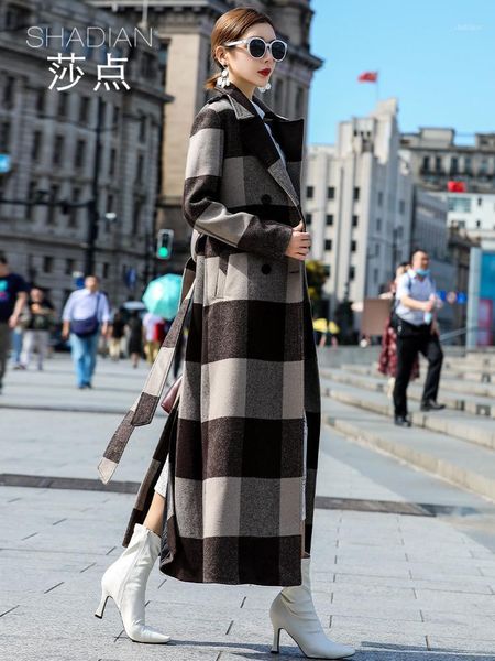 

plaid cashmere overcoat women's autumn and winter high end woolen in 2021 wool & blends, Black