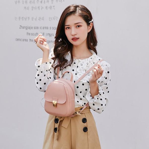 

outdoor bags pu women's bag 2021 backpack mini zip portable small school for teenage girls