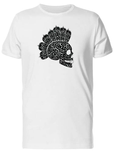 

Cool Tribal Swirl Punk Skull Men's Tee -Image by Shutterstock, White;black
