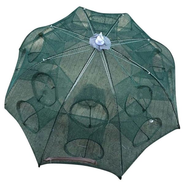 

fishing accessories 4-16 holes automatic folding net shrimp cage nylon foldable crab fish trap cast network